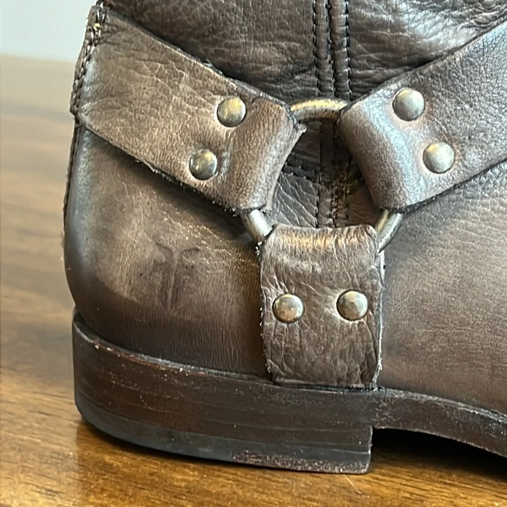 Frye Phillip Harness Tall Leather Riding Boots Gray 3476849 Womens Size 8.5 B - Picture 3 of 16